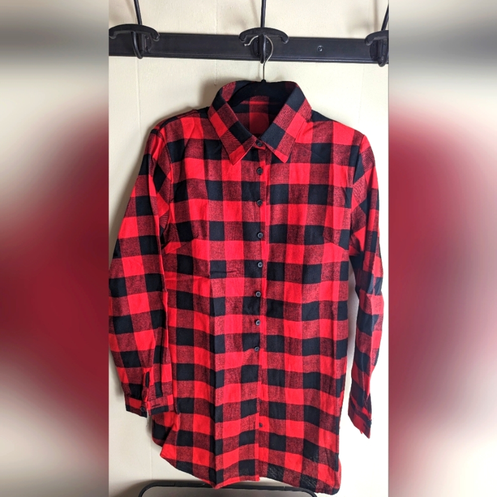 Red blackCheck shirt flannel